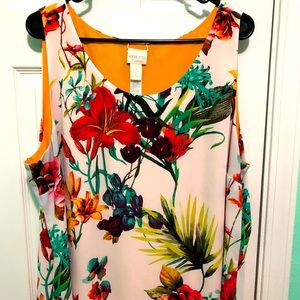 Chicos Size 3 reversible floral tank blouse